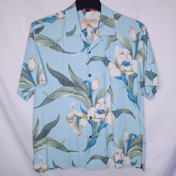 Tommy Bahama Hawaiian Shirt Mens Medium Floral Silk Camp - Picture 1 of 11